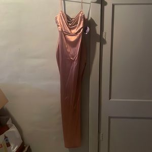 Rose gold Windsor maxi dress with slit NWT